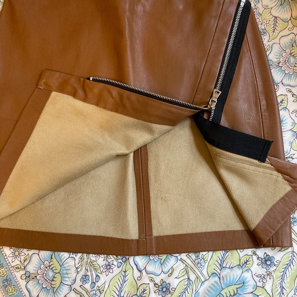 ZARA Pleather Zipper Skirt BROWN Size XS - Picture 3 of 5